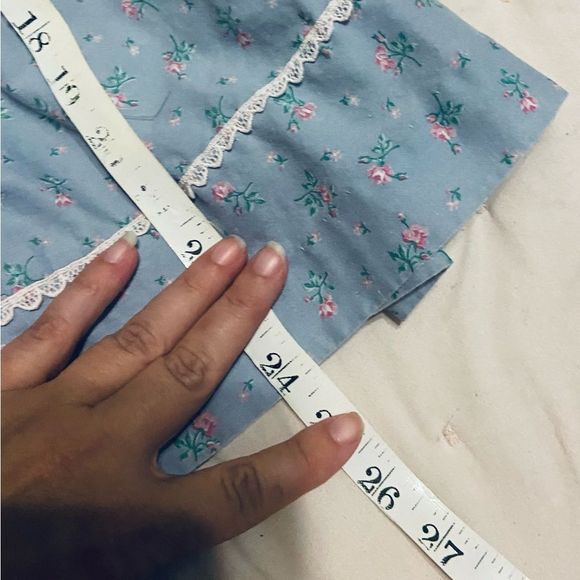 1970s calico cornflower blue dress above knee back to school on the prairie - Picture 5 of 9